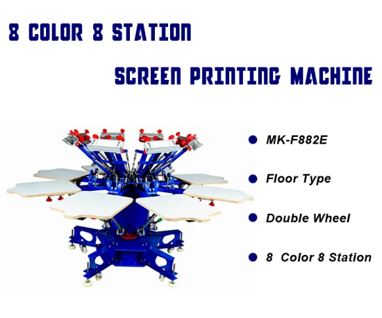 8-Farben-8-Stationen-manueller Karussell-Siebdrucker/T-Shirt-Siebdruckmaschine